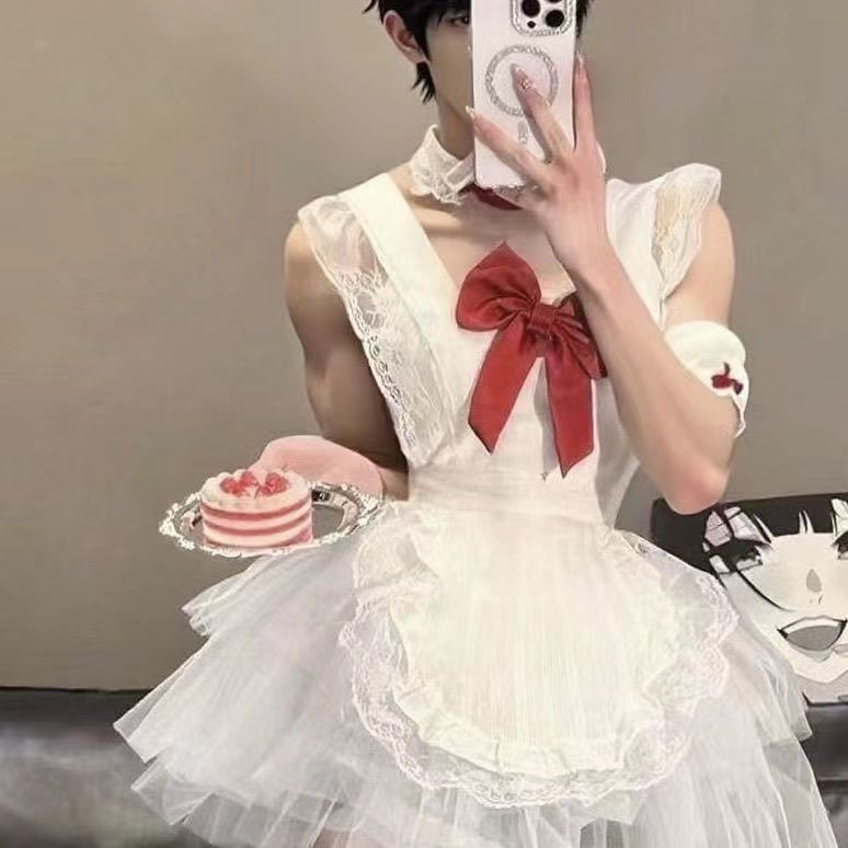 Sexy Cross-Dressing Lingerie, Male Servant Outfit, Stimulating Couple's Bedplay, Seductive Uniform for Men, Gay Bellyband