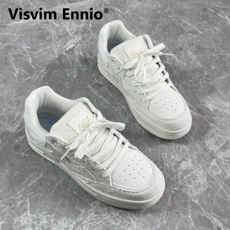 Visvim Ennio Retro Style Niche White College Skate Shoes Autumn New Versatile White Shoes for Couples