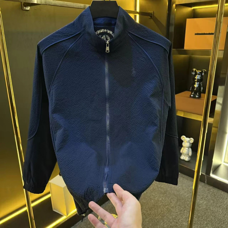 Summer New Trendy Unique Niche Cool Simple Jacket Comfortable Casual Loose Stand Collar Solid Color Jacket for Men