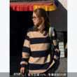 RHER STUDIO 复古撞色条纹圆领宽松慵懒软糯百搭休闲上衣T0022