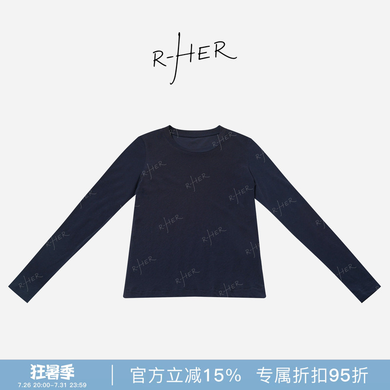 Rher Studio “Linen-Feel Cotton Long-Sleeve” New Summer Style Simple and Versatile Sun-Protective Comfortable Round-Neck Top Tl1