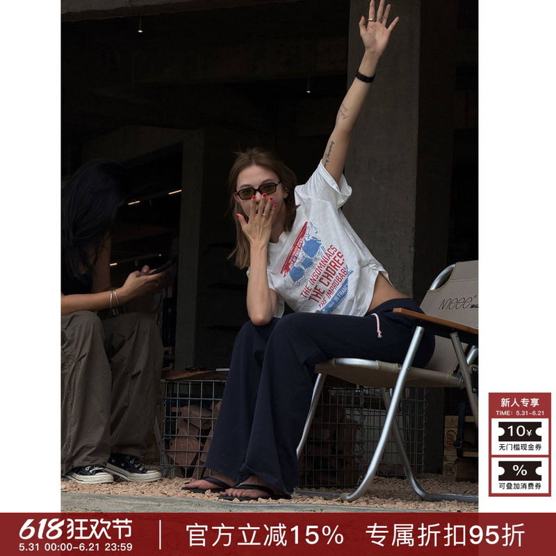 Rher Studio “100% Cotton Cartoon T” Summer New Korean Style Printed Loose Versatile Slimming Short Sleeve T20