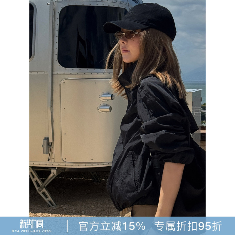 Rher Studio “Light Black Casual Shell” Spring/Summer Casual Versatile Fashionable Sports Outdoor Thin Jacket W7056