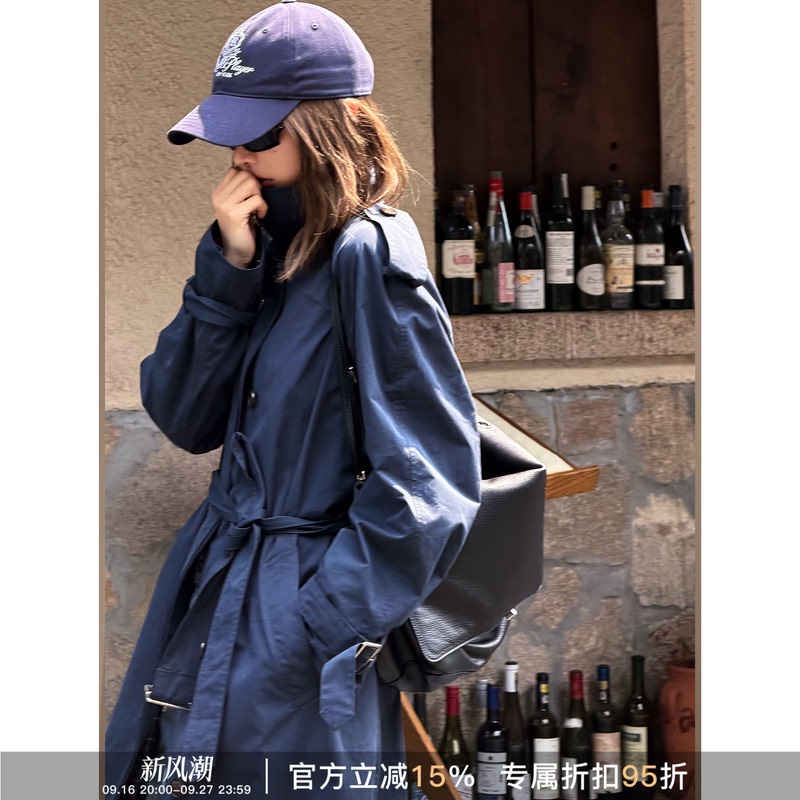 Rher Studio "Paris Street" Spring and Autumn British Style Design Long Elegant Slim-Fit Trench Coat F3100