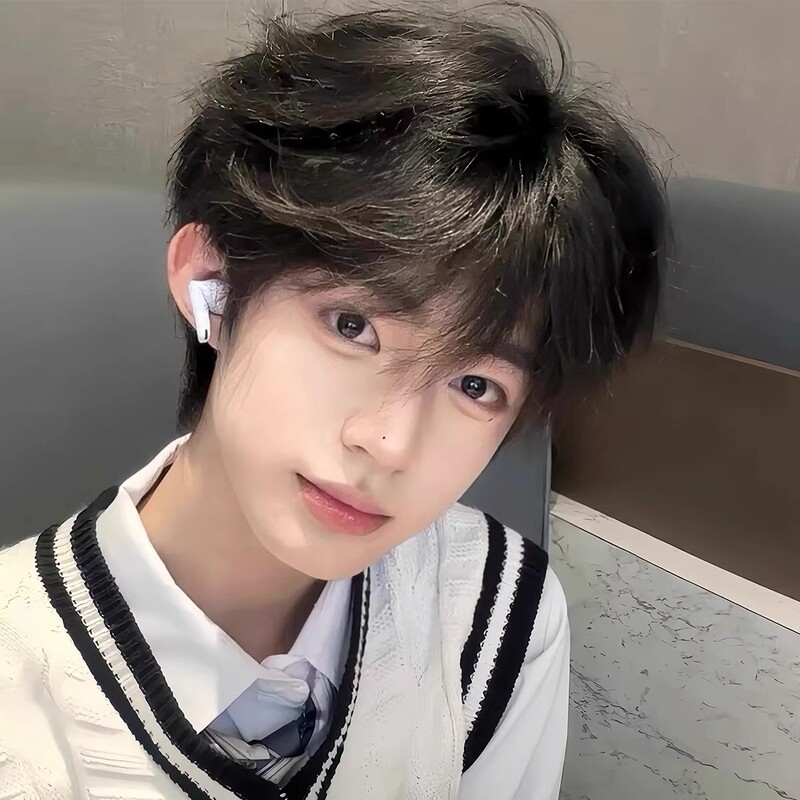 Korean Style Micro-Parted Wig for Men, Short Hair Full Wig, Everyday Fashion Short Hair Style, Fluffy and Natural Full Wig