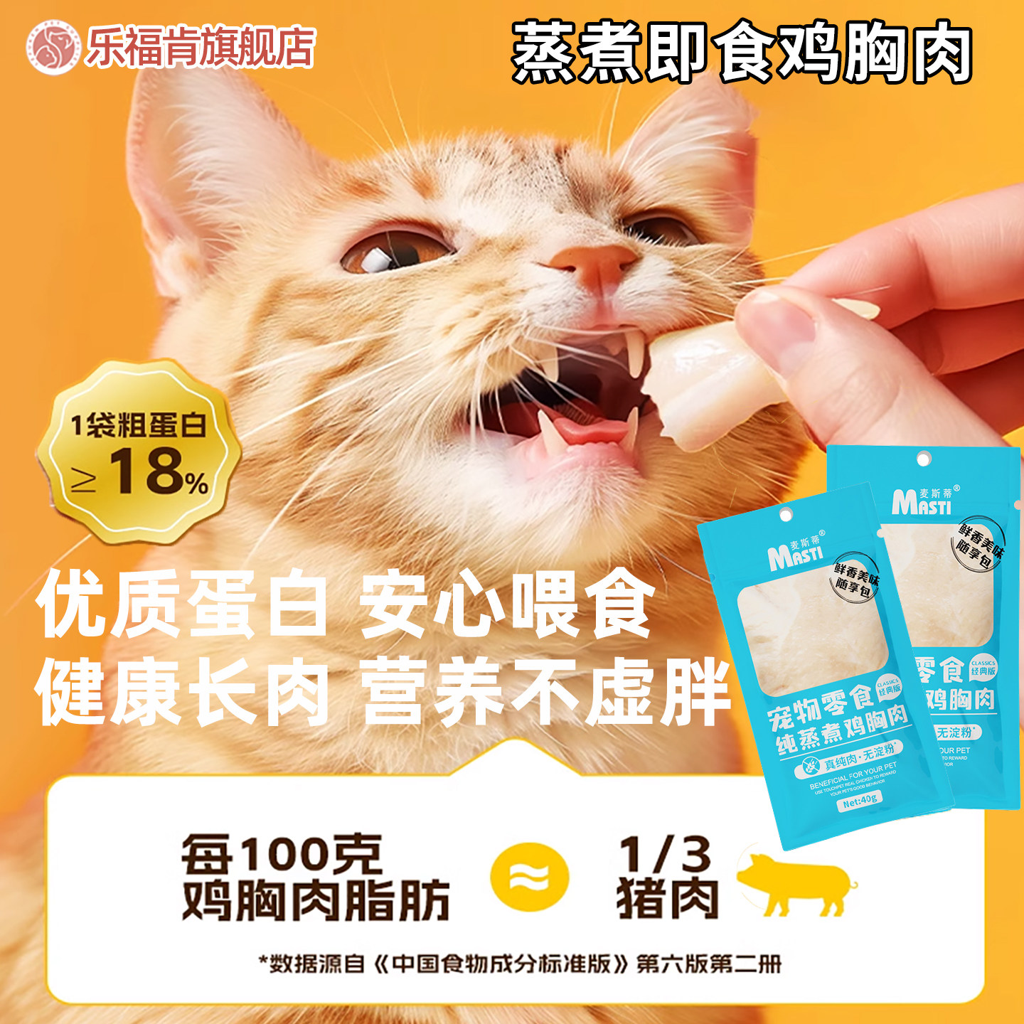 Boiled Chicken Breast, Special Pet Snacks for Cats, Nutritious Ready-To-Eat Steamed Chicken, Freeze-Dried for Kittens and Adult Cats, Also Suitable for Dogs