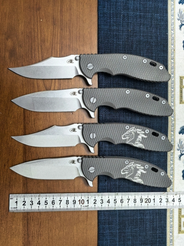 Famous Steel Brand 4inch Heavy Folding Xm-24 Wavy Horse Head Carved Titanium Alloy Handle Bowie Knife Famous Steel Brand 4inch Heavy Folding Xm-24 Wavy Horse Head Carved Titanium Alloy Handle Bowie Knife