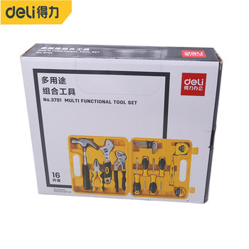 Deli multi-purpose combination tool box household pliers screwdriver claw hammer wrench hardware electrician repair tools