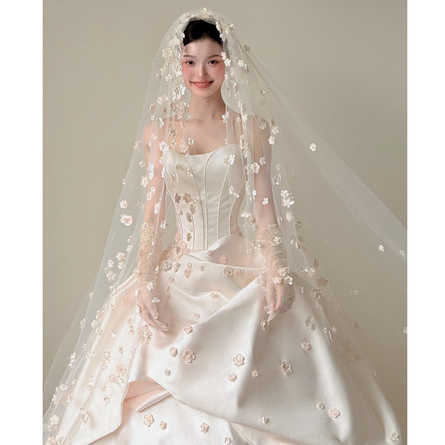 婚宴必备 :高质感花朵头纱,打造梦幻婚纱新娘形象!👗-头纱-淘宝好物网