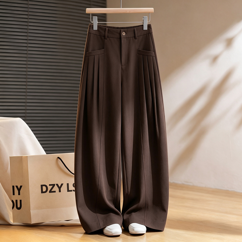 High-End Coffee-Colored Straight-Leg Pants for Women, Autumn 2026 New Style, Petite Size, Fashionable Loose Wide-Leg Pants High-End Coffee-Colored Straight-Leg Pants for Women, Autumn 2026 New Style, Petite Size, Fashionable Loose Wide-Leg Pants
