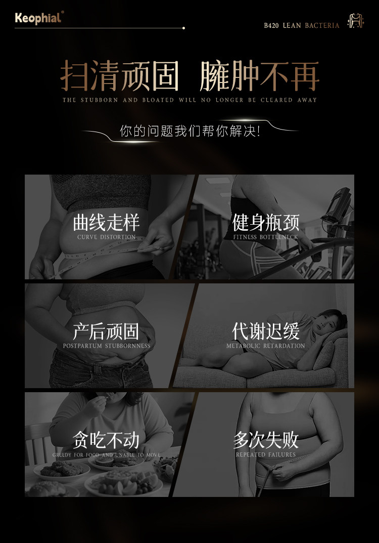 【中國直郵】 KEOPHIAL B420益生菌減肥排油燃脂瘦全身肚子大肚腩減小腹提升代謝20粒 一盒裝