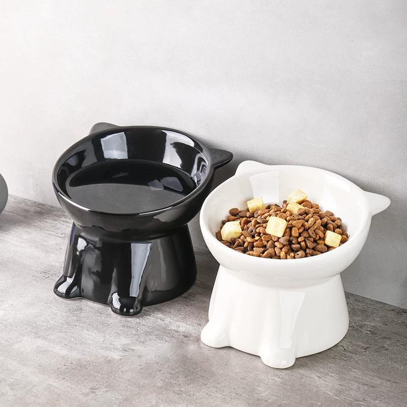 Ceramic Cat Bowl with High Legs and Slanted Mouth, Neck-Protecting, Prevents Black Chin, Anti-Spill Pet Bowl for Cats and Dogs Ceramic Cat Bowl with High Legs and Slanted Mouth, Neck-Protecting, Prevents Black Chin, Anti-Spill Pet Bowl for Cats and Dogs