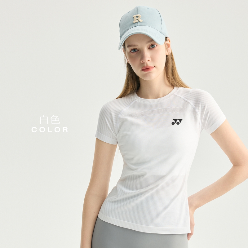 Yy Badminton Clothing Women's 2026 New Short-Sleeved T-Shirt Quick-Drying Sports Training Clothing Yoga Tight-Fitting Sports Top