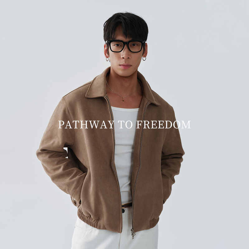 Ptoff【Japanese Imported Lamous】High-End Suede Harrington Jacket Casual Commuter Lapel Coat