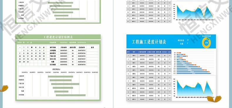 Excel甘特图工作进度周月时间计划表格日程表项目 管理横道图模板