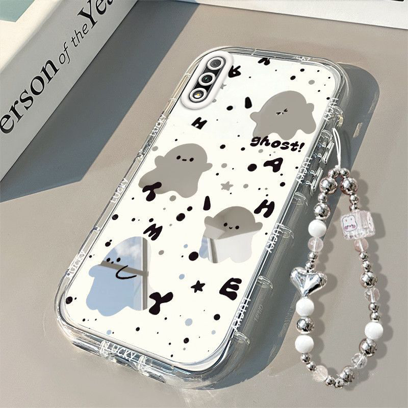 Suitable for Honor 9X Phone Case, New Honor9X Cute Cartoon Ink-Splashed Ghost with Bracelet for Men and Women, Hlk-Al00 Full-Cover Anti-Drop Protective Case, Exclusive for Honor 9X with Lifting Camera, Soft Silicone