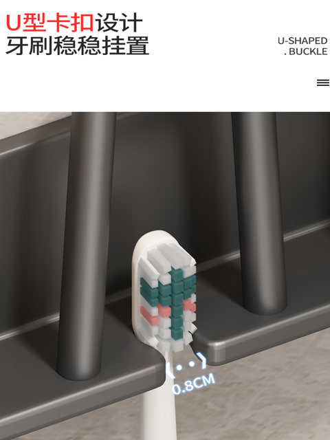 Toothbrush Holder, No-Drill Bathroom Toothbrush Rack for Electric Toothbrushes, Toothpaste, Mouthwash Cup, Hanging Rack, Dental Tool Holder