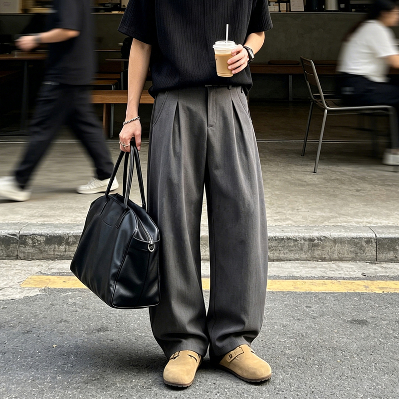 Japanese High-End Old Money Style Scimitar Casual Pants | Cool and Quick-Drying Summer Men's Loose Drape Wide-Leg Dress Pants Japanese High-End Old Money Style Scimitar Casual Pants | Cool and Quick-Drying Summer Men's Loose Drape Wide-Leg Dress Pants