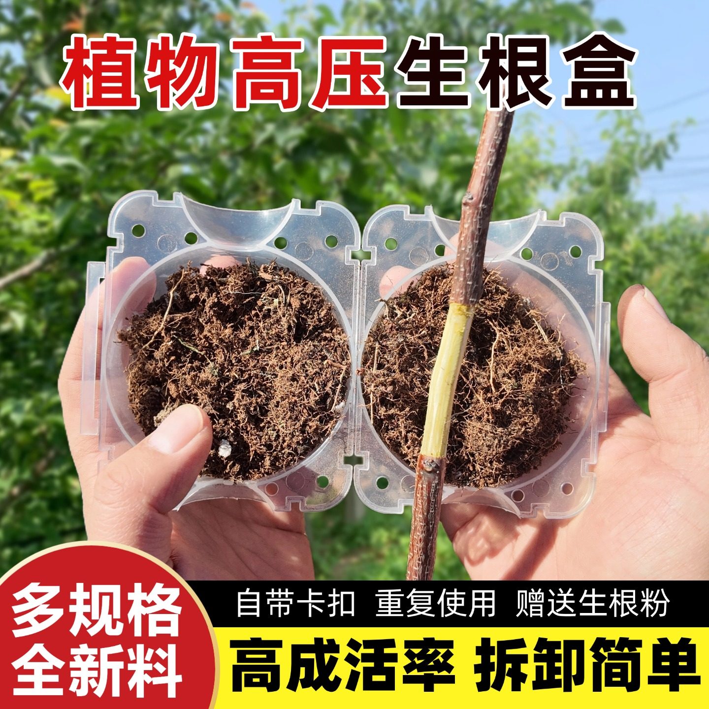 花や果樹の接ぎ木や発根、挿し木の発根制御、球根の発根、実生苗の育成のための植物空中取り木繁殖箱。
