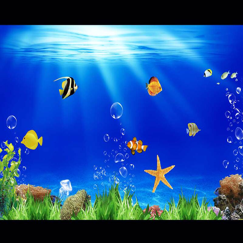 Fish Tank Background Sticker 5D Stereo Painting High-Definition Picture Underwater World 3D Aquarium Landscaping Decorative Sticker Self-Adhesive Paper