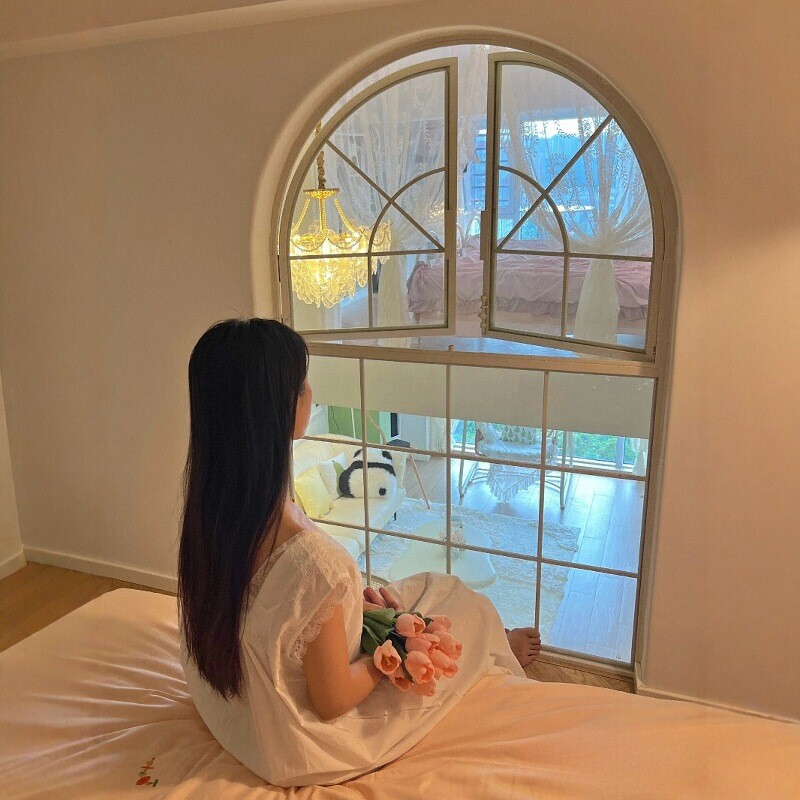 French-Style Retro Windows, Arched Arc-Shaped Floor-To-Ceiling Windows, Tempered Glass Partition Doors and Windows, Aluminum Alloy Loft Casement Windows