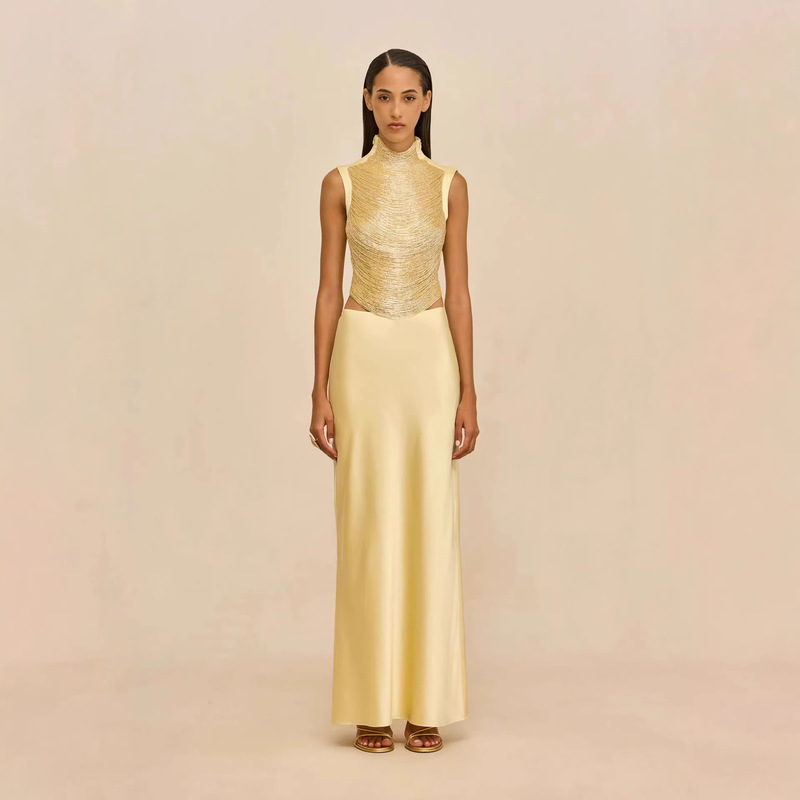 New High-Quality Elegant European and American Cross-Border Evening Dress, Sleeveless Tassel Half-High Collar Sexy Crop Top Socialite Outfit Dress New High-Quality Elegant European and American Cross-Border Evening Dress, Sleeveless Tassel Half-High Collar Sexy Crop Top Socialite Outfit Dress