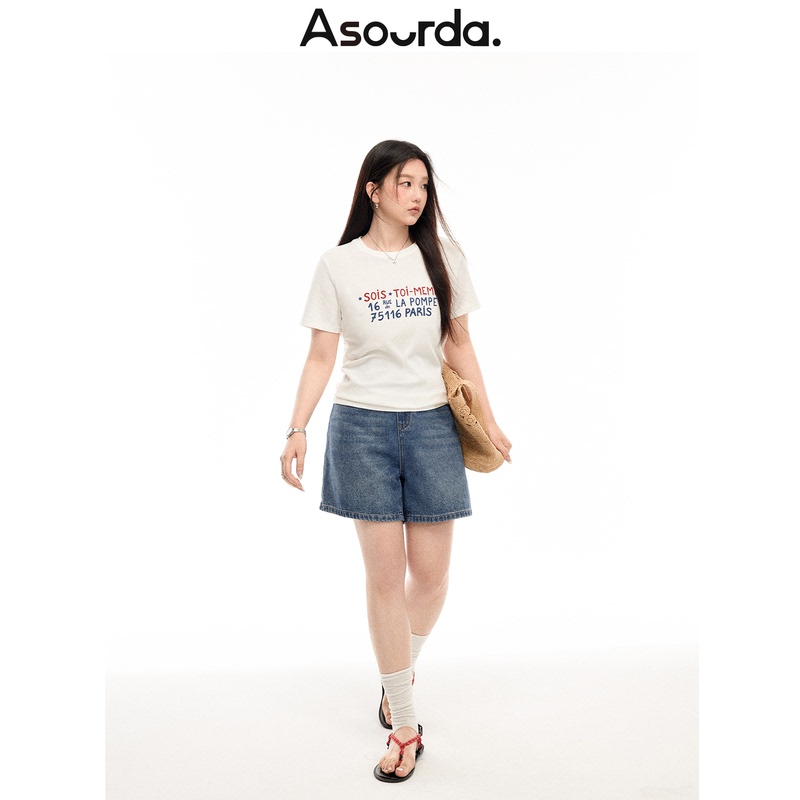 A Pair of Su Da Zhang Pang Pang [Fuji Shorts] Loose Shorts for Women, Slimming, Casual, Versatile, Straight-Leg Jeans for Summer