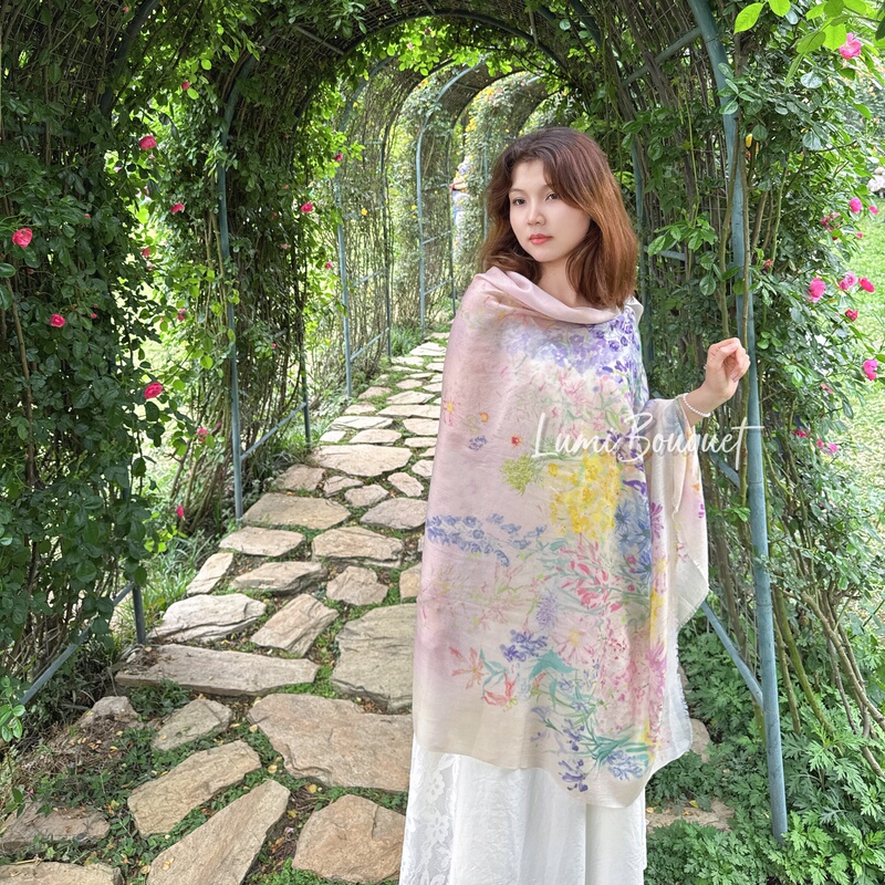 Chunwu - Spring/Summer Lightweight Air-Conditioned Room Sun Protection 100% 1436 Small Cashmere National Style Printed Shawl Original Design Chunwu - Spring/Summer Lightweight Air-Conditioned Room Sun Protection 100% 1436 Small Cashmere National Style Printed Shawl Original Design