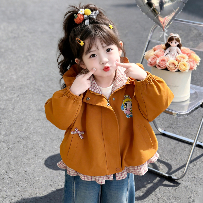 Girls' Lace Jacket Spring and Autumn 2026 New Stylish Baby Hooded Windbreaker Autumn Clothing Children's Korean Style Jacket Girls' Lace Jacket Spring and Autumn 2026 New Stylish Baby Hooded Windbreaker Autumn Clothing Children's Korean Style Jacket