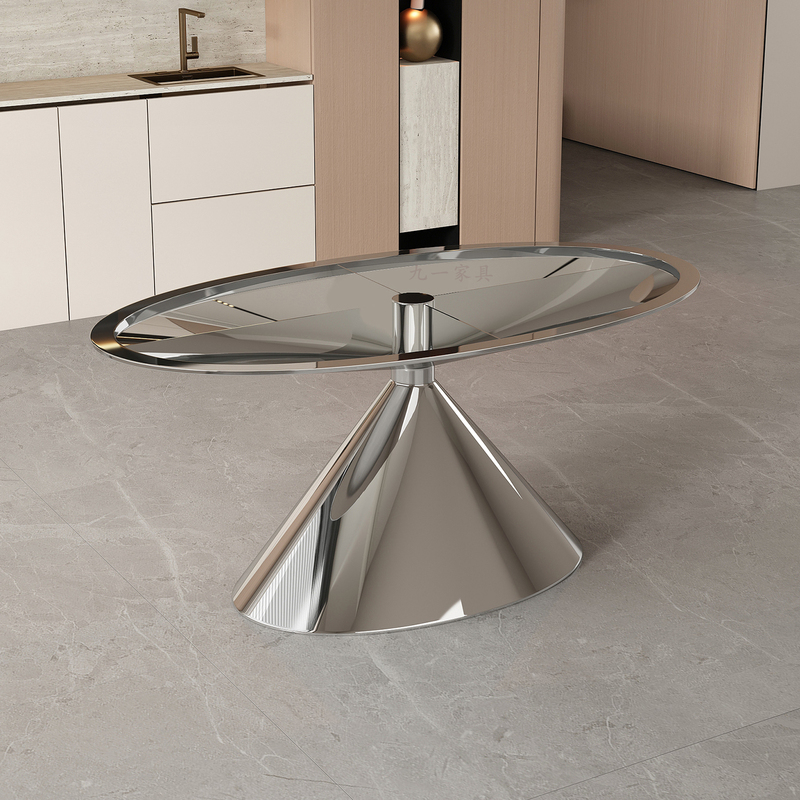 Luxurious Stone Table Leg Bracket, Light Luxury Tapered Base for Tea Table, Stainless Steel Dining Table Leg, Marble Oval Tea Table Frame