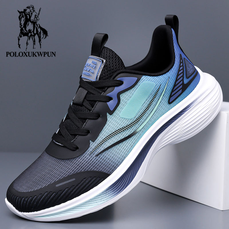 Paul Genuine Youth Fashion Trendy Lace-Up Men's Shoes Mesh Breathable Sports Running Shoes Lightweight Shock-Absorbing Casual Shoes