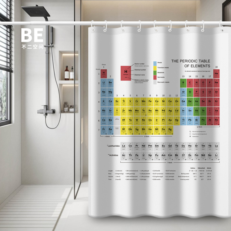 Periodic Table of Chemical Elements Shower Curtain, Waterproof, No Drilling Required, Same Style as the Big Bang Theory, Popular Bathroom Door Curtain, Shower Curtain Periodic Table of Chemical Elements Shower Curtain, Waterproof, No Drilling Required, Same Style as the Big Bang Theory, Popular Bathroom Door Curtain, Shower Curtain