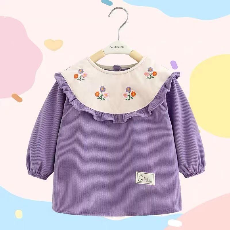 Baby smock, children's apron, reverse dressing, baby eating bib, autumn and winter long-sleeved waterproof and anti-dirty protective clothing for boys and girls