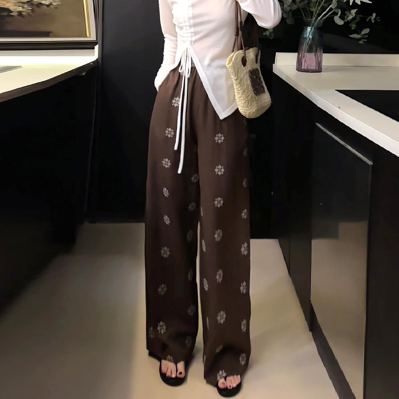 Stunningly Beautiful Ice Silk Printed Casual Pants for Women, Summer Thin Style, 2026 New Model, Plus Size, Loose Fit, Slimming, Floor-Length Pants