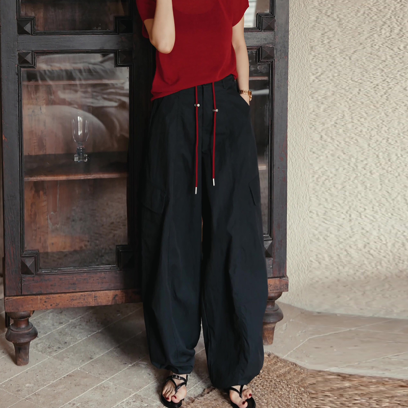 Super Popular Black Workwear-Style Wide-Leg Pants for Women, Summer Thin Style, 2026 New Model, Plus Size, Loose Fit, Slimming, Curved Pants Super Popular Black Workwear-Style Wide-Leg Pants for Women, Summer Thin Style, 2026 New Model, Plus Size, Loose Fit, Slimming, Curved Pants