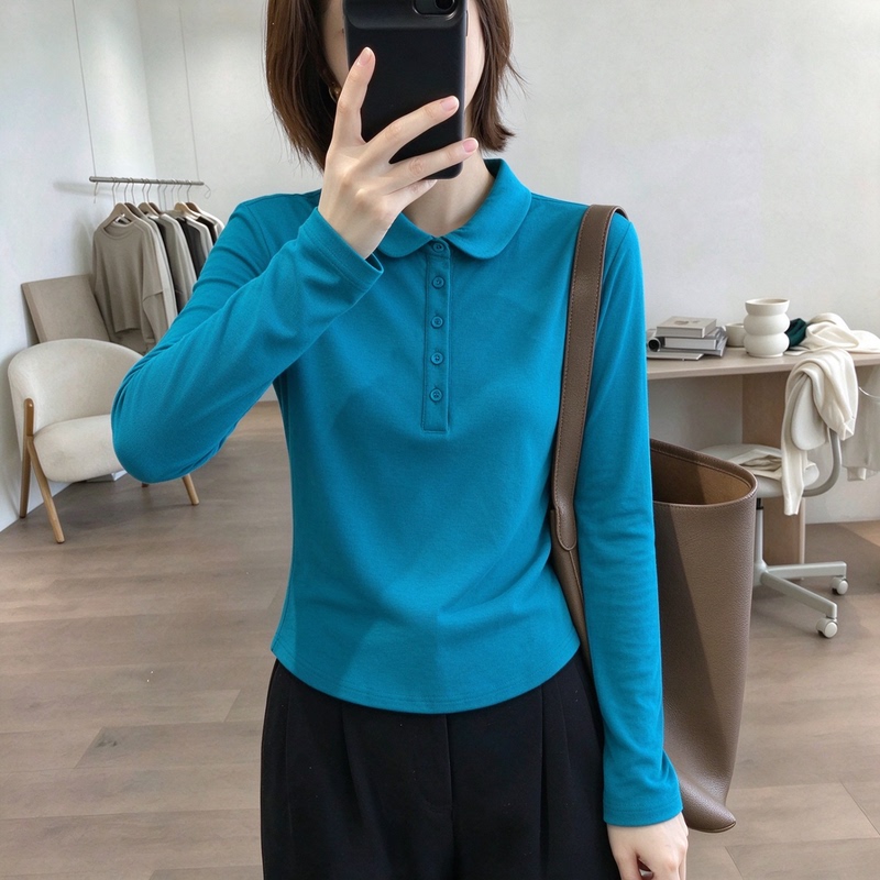 Lapel Long-Sleeved T-Shirt for Women, Suitable for Outerwear, 2026 New Spring and Autumn Slim-Fit Base Shirt, Inner Layer with Collared Polo Shirt Top Lapel Long-Sleeved T-Shirt for Women, Suitable for Outerwear, 2026 New Spring and Autumn Slim-Fit Base Shirt, Inner Layer with Collared Polo Shirt Top