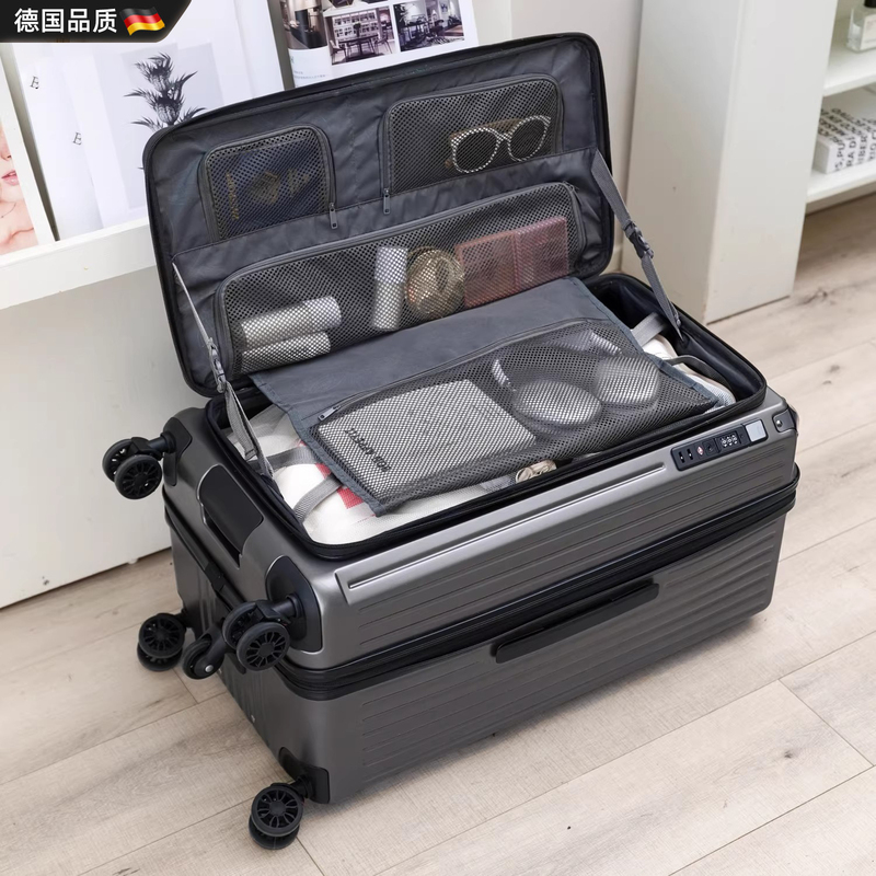 German Side-Opening Large-Capacity Suitcase, Carry-On Size, New Women's Expandable Trolley Case, 32inch Combination Lock Travel Suitcase for Men German Side-Opening Large-Capacity Suitcase, Carry-On Size, New Women's Expandable Trolley Case, 32inch Combination Lock Travel Suitcase for Men
