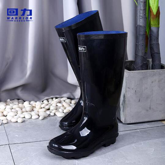 Pull-back rain boots for men, medium and high water boots, warm rubber shoes, men's long water shoes, thickened wear-resistant work waterproof shoes