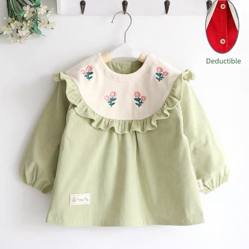 Baby smock, baby girl, little princess, spring and autumn outer wear, waterproof children's apron, girl's pure cotton style bib
