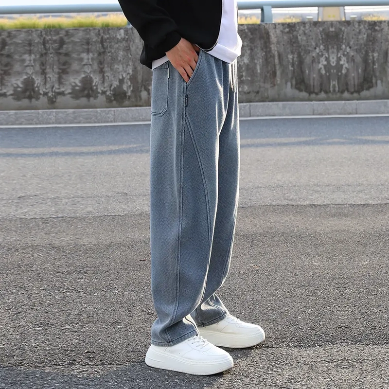 【61.3% Lyocell Starry Sky Pattern】Soft Jeans for Men, Autumn Thin Style, Loose Fit, Versatile, Vintage Washed Casual