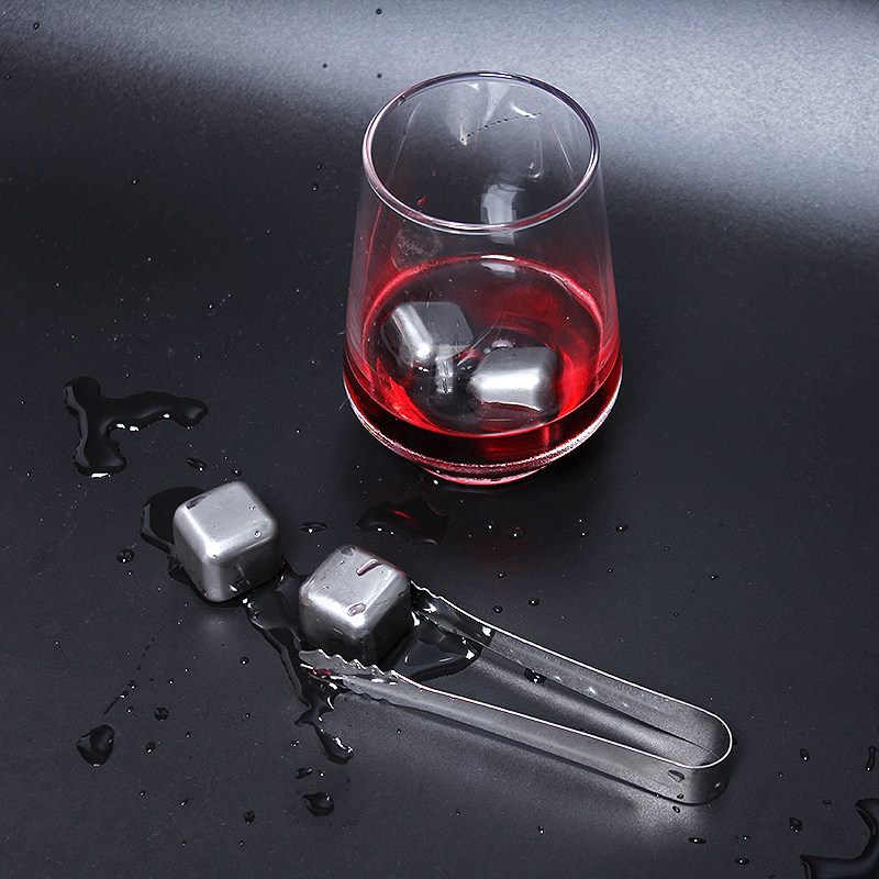304 metal stainless steel ice cubes food grade ice grain foreign wine whiskey ice tart stone frozen ice with ice clip set