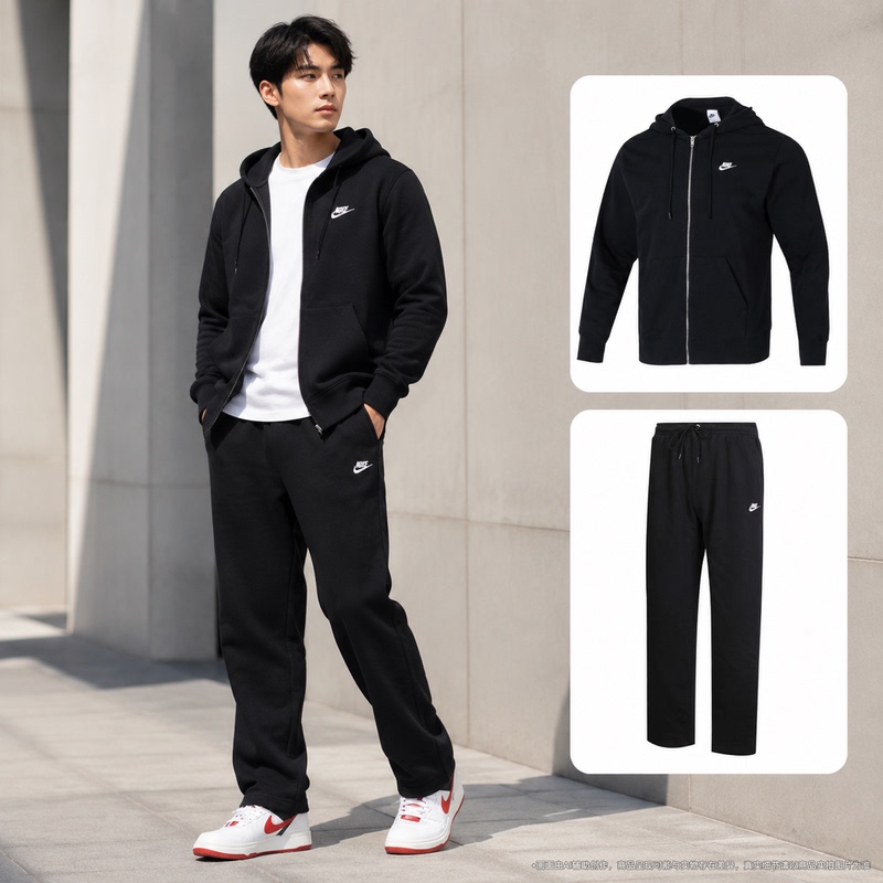 Nike Autumn Sports Suit Men's Stand-Collar Jacket and Sweatpants Two-Piece Running Outfit Nike Autumn Sports Suit Men's Stand-Collar Jacket and Sweatpants Two-Piece Running Outfit