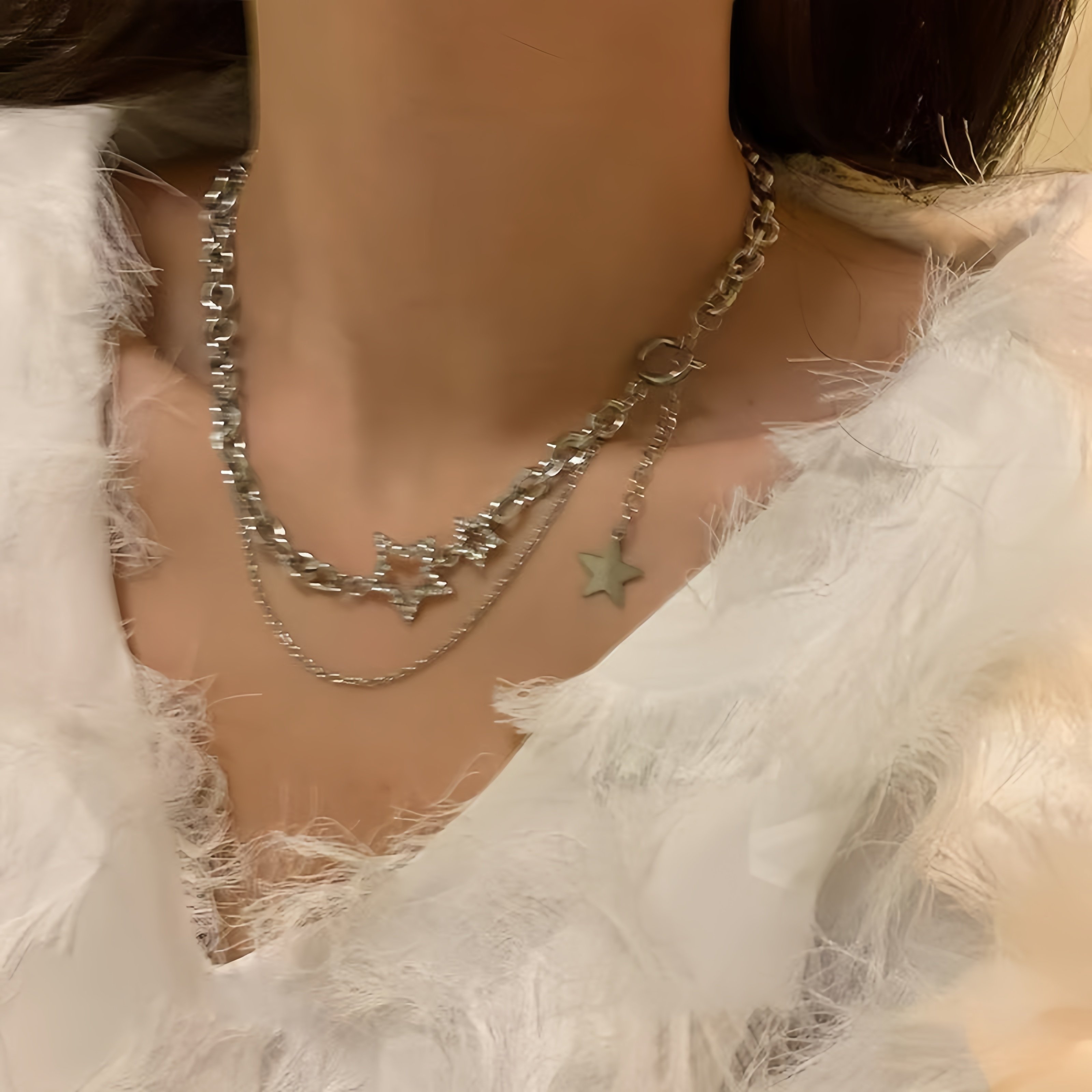 Jinhuan Brilliant Starlight Water Drop Necklace Light Luxury ins Niche High-End Clavicle Chain Trendy Gift for Best Friend or Girlfriend