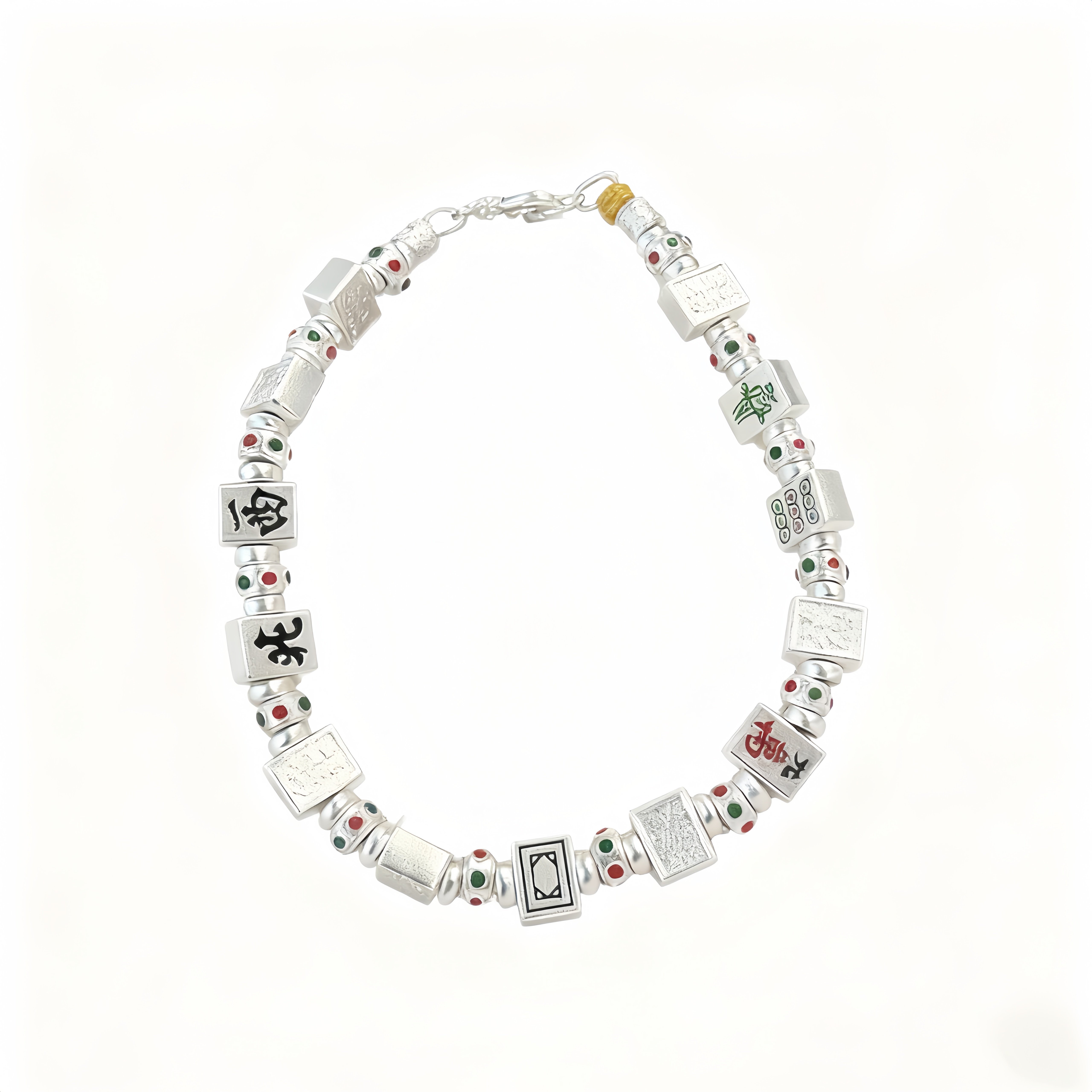 Fortune Thirteen Enamel Zodiac Year Traditional Mahjong Bracelet Gift for Girlfriend or Best Friend, Unique Design