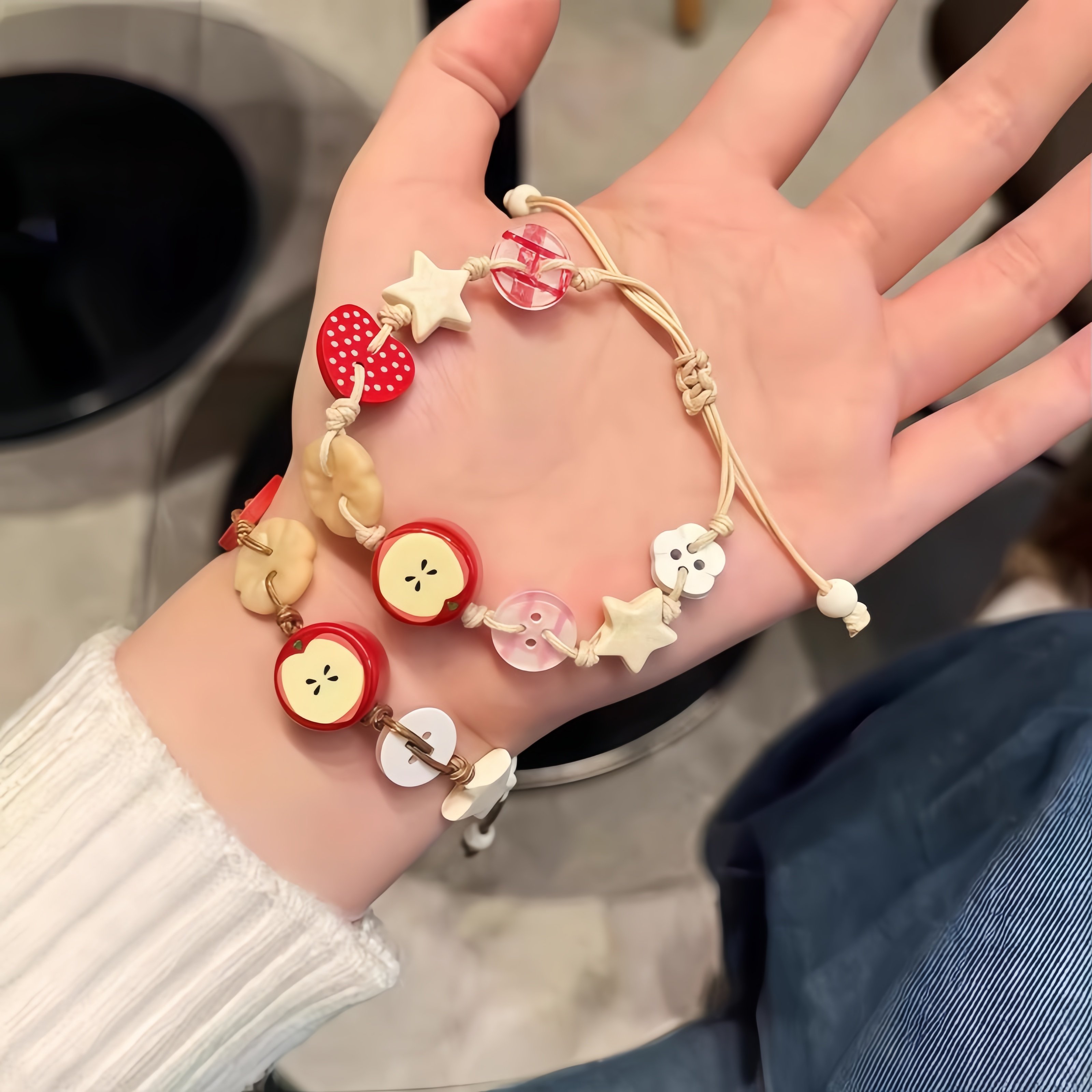 Apple Party Star Bracelet, Niche Design, Woven Style, Cute, Versatile, High-End Feel, Couple and Best Friend Bracelet Jewelry