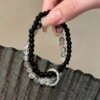 New Chinese-Style Black Double-Layered Ink Wash Peace Buckle Bracelet, Light Luxury Niche Design, Cool and Minimalist Style Couple's Jewelry