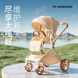 Inbertha Baby Stroller Sitting and Lying Light Foldable Two-way High View Baby Newborn Baby Stroller