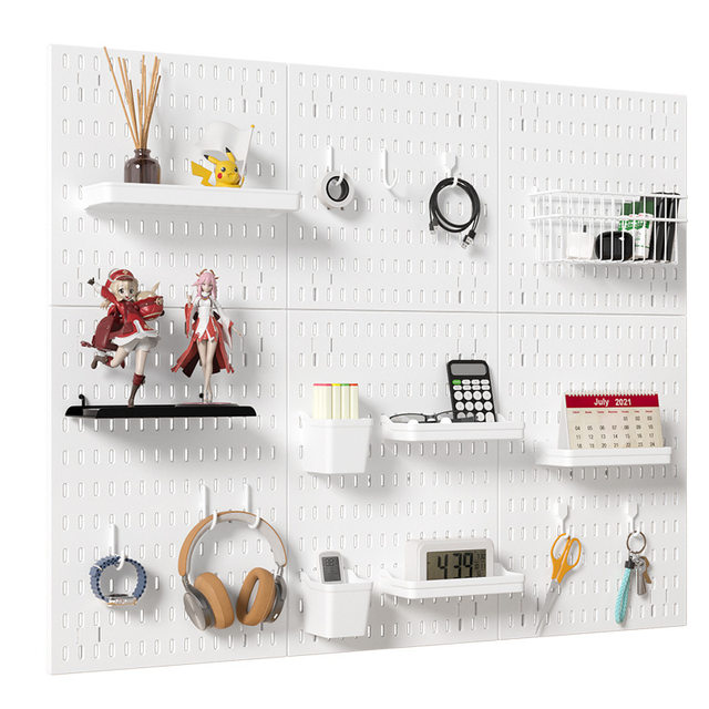 Perforated Board Wall, No-Drill Installation, Storage for Entryway, Kitchen, Study, DIY Display Rack