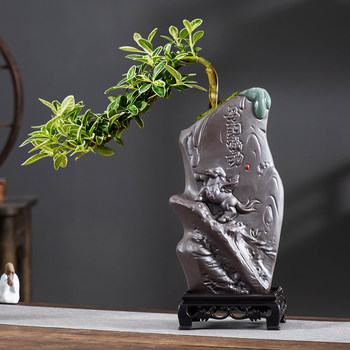 Chinese style ge kiln purple sand old pile landscape bonsai flower pot fujian tea june snow home living room office with tray