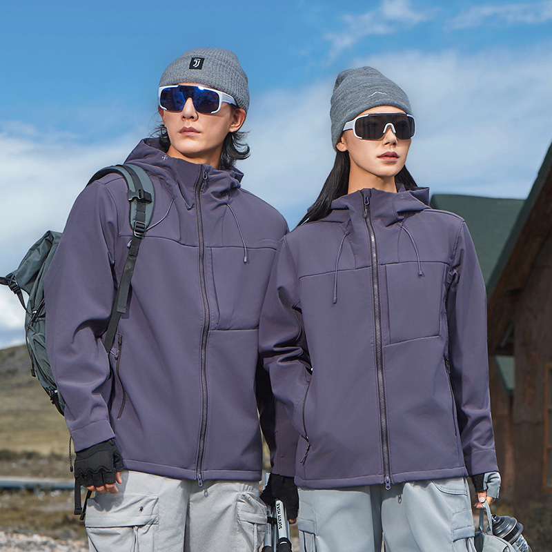 Spring and Autumn Couple Style Hooded Softshell Jacket Purple Coat 2026 New Model Unisex Outdoor Sports Team Jacket Spring and Autumn Couple Style Hooded Softshell Jacket Purple Coat 2026 New Model Unisex Outdoor Sports Team Jacket